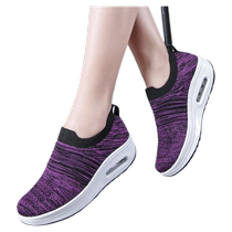 2024 Autumn New Style Rocking Shoes Womens Elastic Socks Fly Knitted Shoes Air Cushion Shoes Slip-On Lazy Casual Womens Shoes