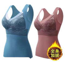 Autumn and winter German velvet thermal vest plus velvet thickening with bra pad and cup all-in-one body shaping base warm top