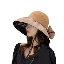 Jiao Xia same style bow storage bag summer vinyl sun hat womens hat large brim sun hat to cover face