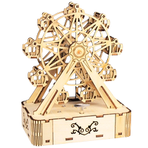 Wooden three-dimensional assembled happy music Ferris wheel music box handmade holiday gift clockwork music box ornaments