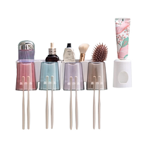 Toothbrush rack punch-free mouthwash cup toothbrush cup wall-mounted bathroom wall-mounted storage box dental cylinder set