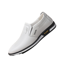 Autumn plus size mens fashionable British leather shoes mens light and soft white leather shoes autumn mens casual shoes