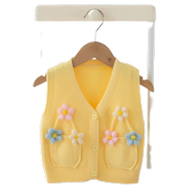 Girls new knitted vest spring autumn and winter sweater vest baby childrens wool outer wear vest thin style trendy