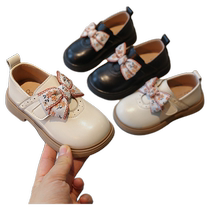 Girls small leather shoes 2024 autumn new soft-soled small single shoes girls bow-style princess shoes childrens shoes