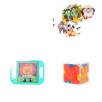 1 pack of random animal series puzzles 1 cartoon handheld maze 1 block three-dimensional maze