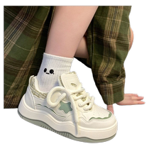 Girls star mint green white shoes to increase height and show height casual shoes 2024 new breathable and comfortable sports sneakers