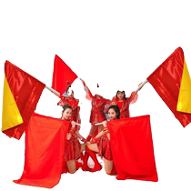 Sports meeting performance flag Kindergarten childrens hand-waving red and yellow flag performance flag double-sided battle flag admission group gymnastics