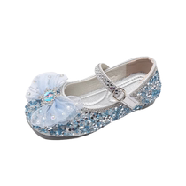 ABC ND Girl Single Shoes 2024 Spring Autumn New Love Salsa Crystal Shoes Children Princess Shoes Water Drill Little Girl Leather Shoes