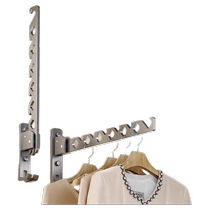 Folding clothes drying rack wall-mounted telescopic punch-free bathroom balcony clothes drying artifact invisible telescopic clothes drying rod rack