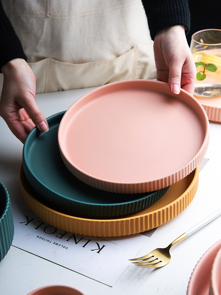 Selley Nordic pure color, matte enrolled porcelain tableware bowl dish tableware suit soup bowl rainbow such as bowl flavour dish suits for