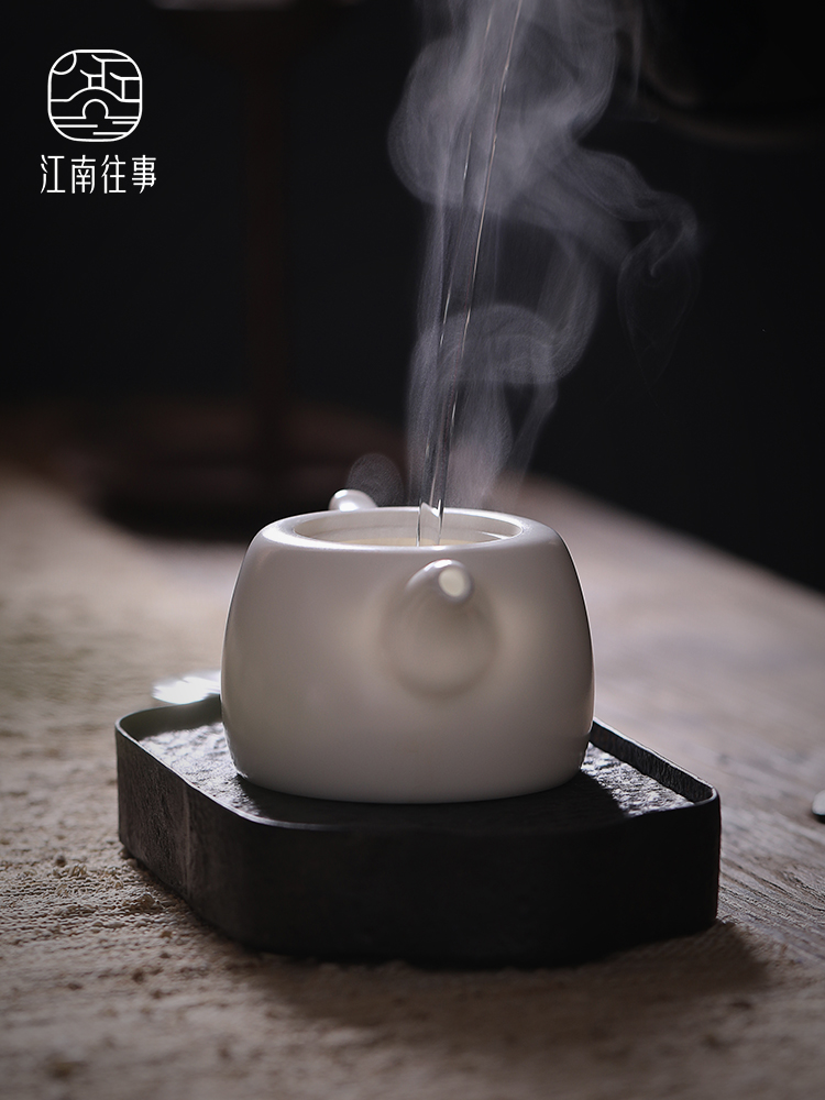 Jiangnan kung fu past little teapot from lard suet white jade household ceramic pot pot of single well bar pot teapot white porcelain