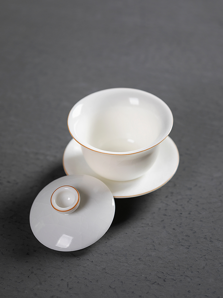 Jiangnan past white porcelain tureen tea cups kung fu tea bowls ceramic tea set to open the slice your up tureen tea bowl three cups