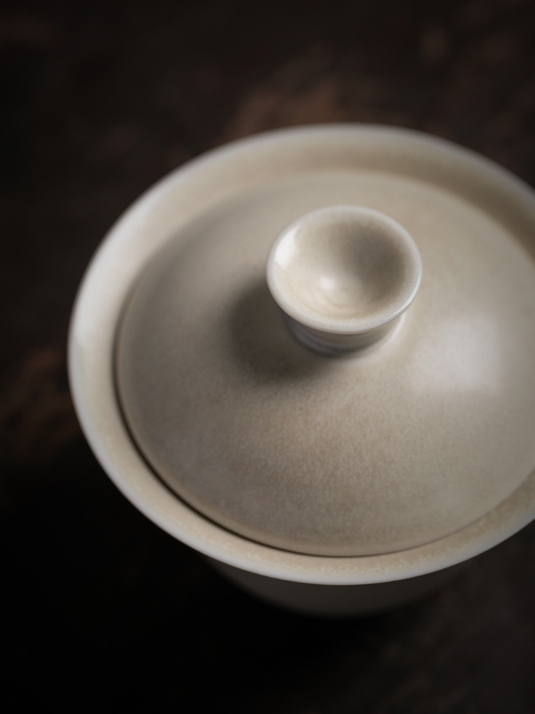 Jiangnan tureen ceramic cups kung fu past three begin a dust burned Buddha tea bowl suit white porcelain tea set
