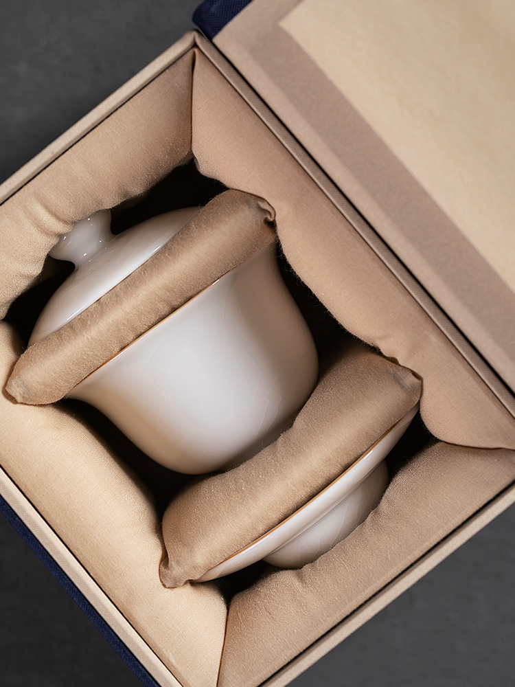 Jiangnan past white porcelain tureen tea cups kung fu tea bowls ceramic tea set to open the slice your up tureen tea bowl three cups