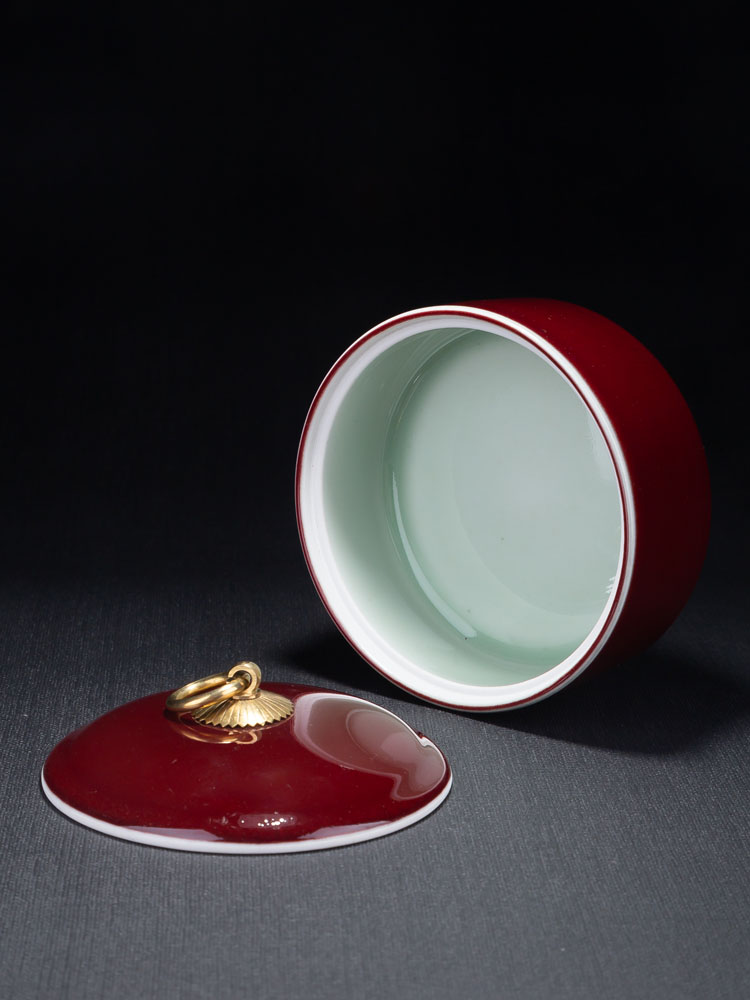 Jingdezhen ceramics glaze color caddy fixings handheld devices save POTS of jun red glaze kung fu tea storage tanks