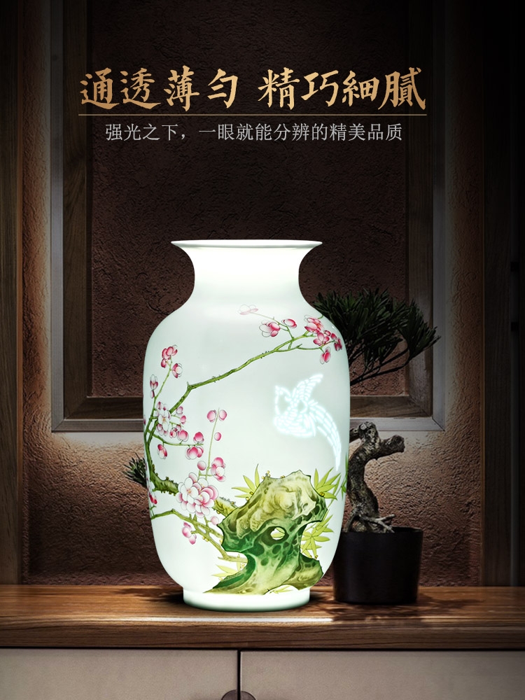 Jingdezhen ceramic knife clay hand - made vases, flower arranging Chinese style household living room TV cabinet decoration handicraft furnishing articles