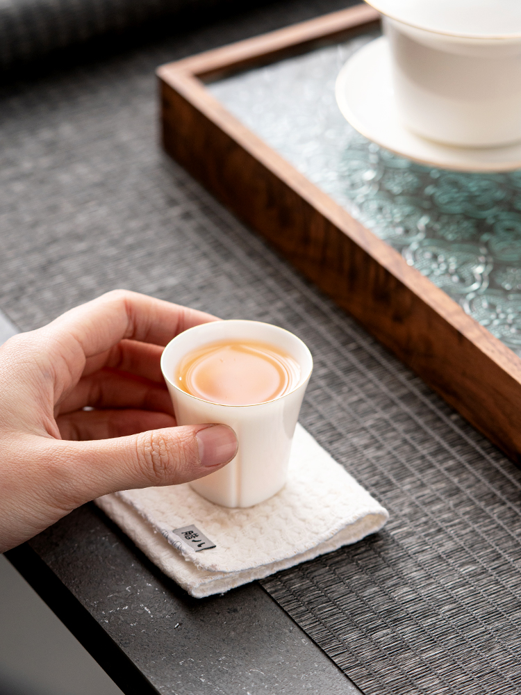 The Self - "appropriate content three to dehua white porcelain bowl tureen cup single contracted jade porcelain GaiWanCha kung fu tea set