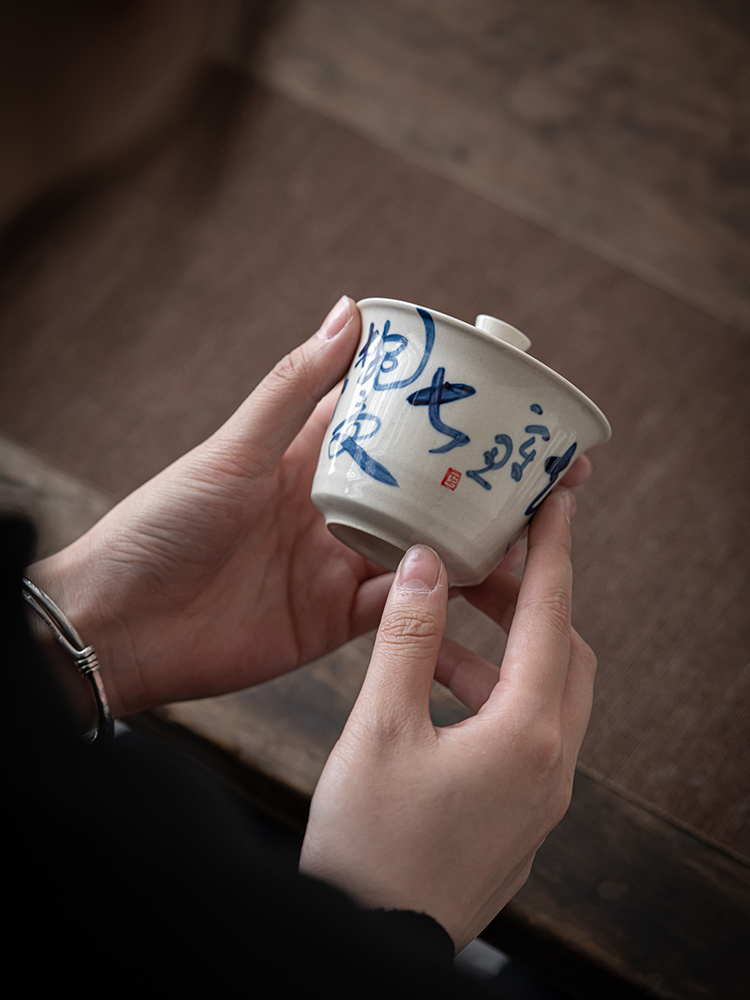 The Self - "appropriate content manual tureen cup bowl hand - made ceramic kung fu tea set porcelain high - end restoring ancient ways is not hot