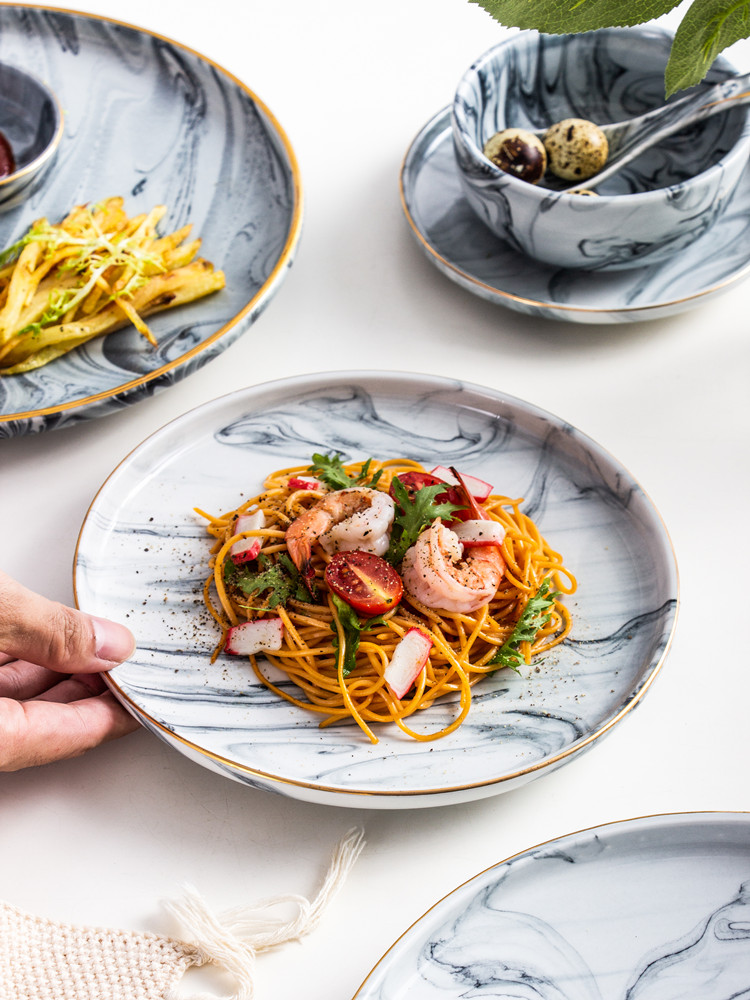 The Nordic ins up phnom penh marble ceramic plates pasta steak western tableware household snack dish plate of flat plate