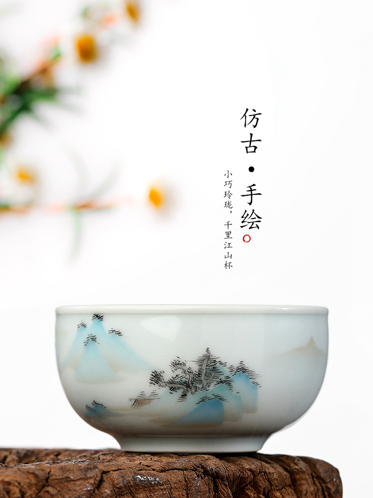 Hand - made scenery was master cup single CPU jingdezhen checking sample tea cup single kung fu ceramic cups of tea light