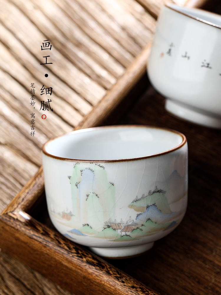 Jingdezhen pure manual your up master kung fu tea cup sample tea cup single CPU hand - made ceramic cup single CPU landscapes