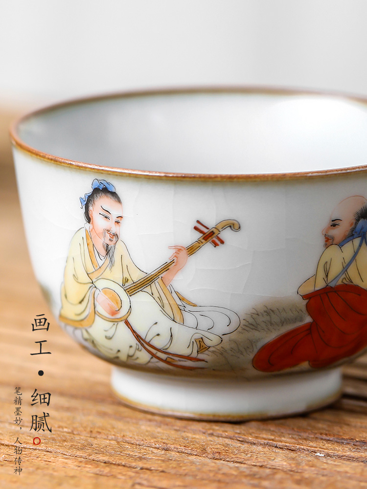 Jingdezhen ceramic tea set master cup sample tea cup single cup your up kung fu tea cups hand - drawn characters on a single