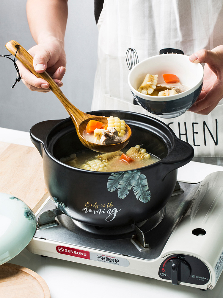 Casserole stew household gas high temperature resistant ceramic crock soup boil soup pot flame burns curing pot 4 l capacity