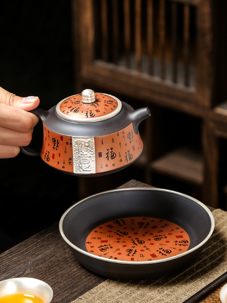 Coppering. As silver violet arenaceous kung fu tea set office all semi - automatic tea cup lid to use high - end gift boxes
