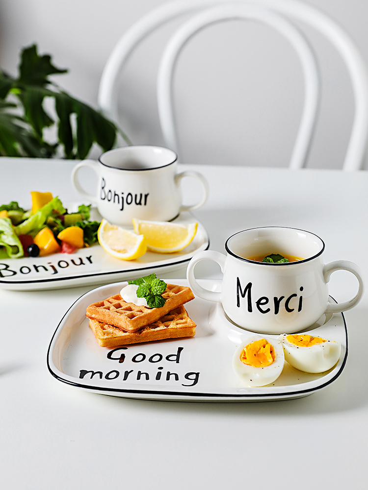 Boss in the morning star children tableware frame plate Nordic ceramic creative plate package dumplings breakfast dish