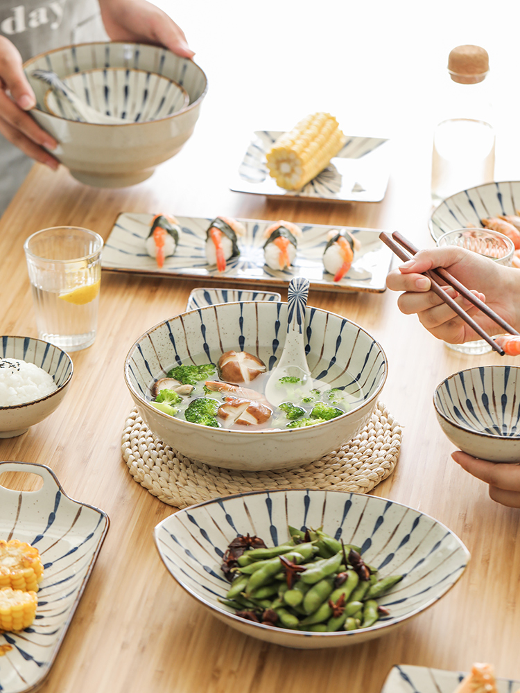 Rings Japanese boss month under the glaze color of household ceramics tableware 0 fish plate of rice bowls big bowl to eat the rainbow such use