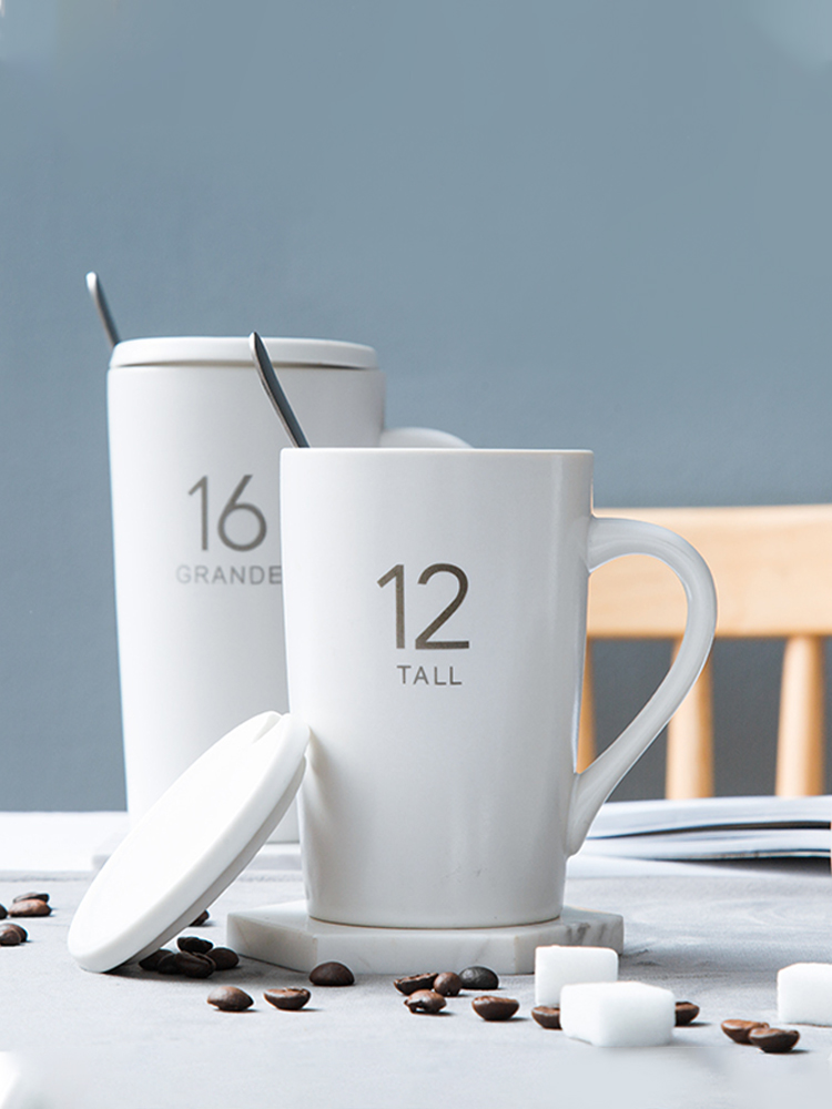 Cup of creative move trend ceramic Cup with cover teaspoons of Nordic ins large - capacity water Cup keller of coffee Cup