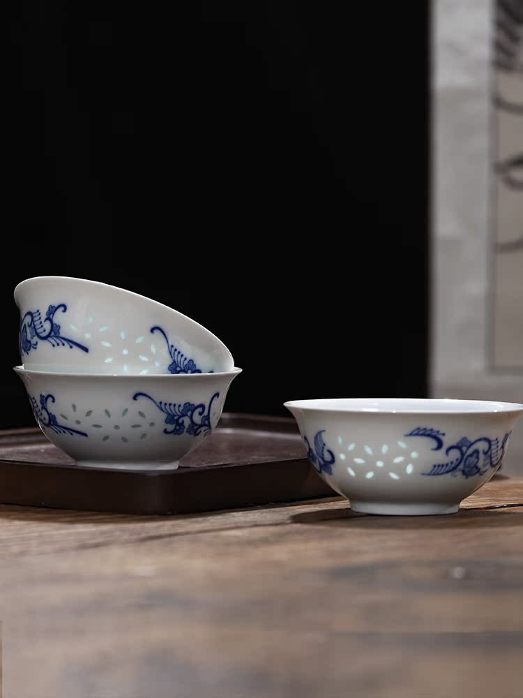 Jingdezhen flagship store ceramic eat rice bowl household suit creative bowl bowl plate combination and exquisite tableware 6 pack