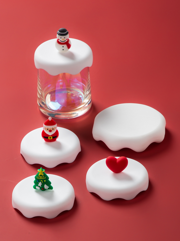 Christmas silicone lid general circular mark cup lid ceramic cups accessories, anti - dust glass cup