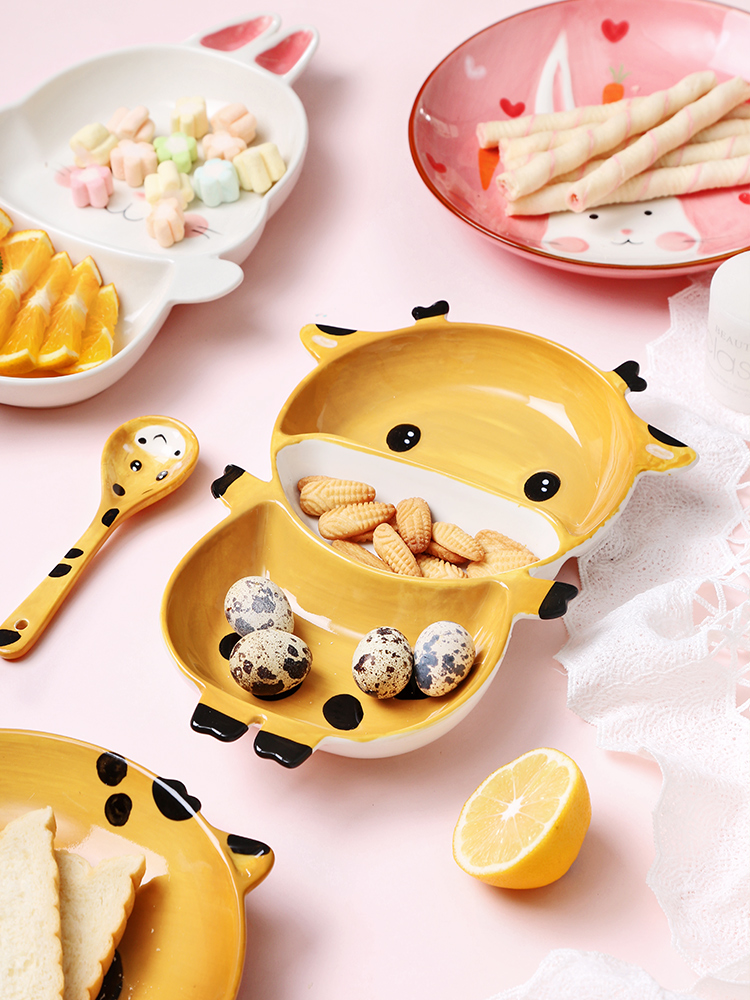 Web celebrity creative lovely ceramic tableware cartoon children points tray was baby home plate nice dishes for dinner
