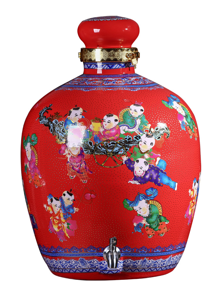 Jingdezhen ceramic big jars 100 jins home mercifully bottle seal wine storage thickening up sect wine VAT