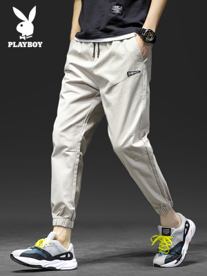 Playboy Tide thương hiệu quần ống rộng nam mùa hè phần mỏng Phiên bản Hàn Quốc mùa thu lỏng chín điểm dụng cụ quần nam - Quần mỏng quần thể thao Quần mỏng