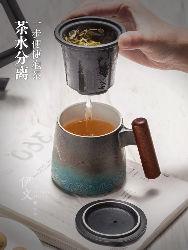 Evan office tea cups cup of household ceramics filter cups with cover separation mark cup tea cup