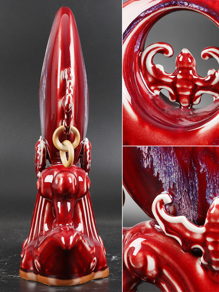 Pottery and porcelain vase five blessings up red jun porcelain office town curtilage home sitting room adornment handicraft furnishing articles