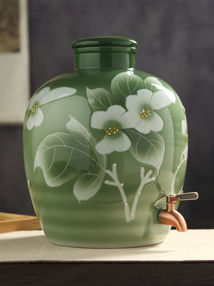 Jingdezhen ceramic jar of archaize seal wine wine jar Bai Cun it household GuanPing 20/30/50 kg