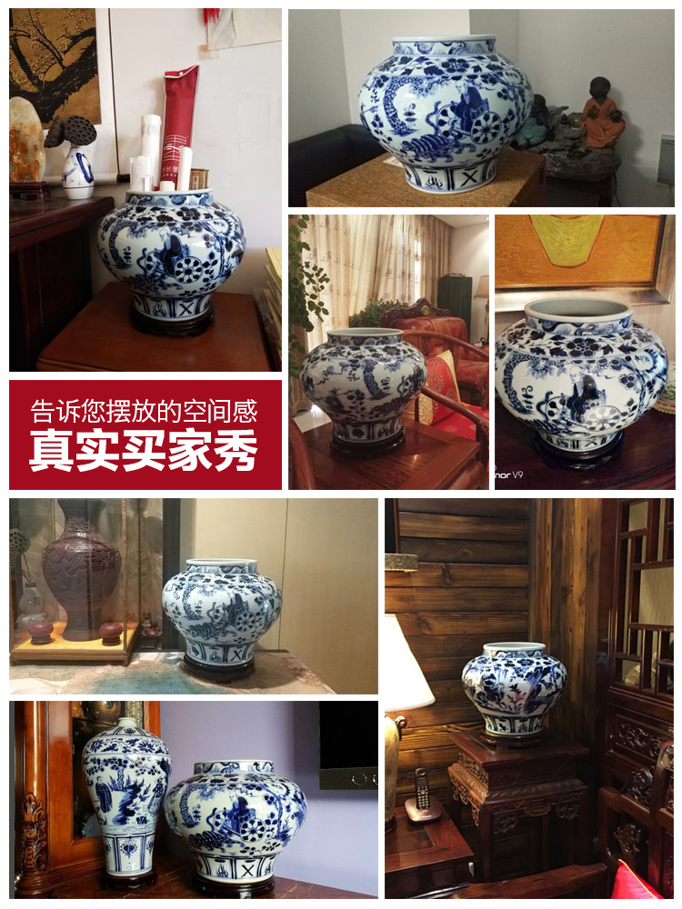 Jingdezhen ceramics imitation of yuan blue and white guiguzi down big pot sitting room of Chinese style household adornment home furnishing articles
