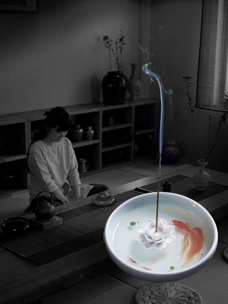 Resin three - dimensional put incense for household brocade carp lotus tea pastille inserted sandalwood a zen - like incense, creative decoration