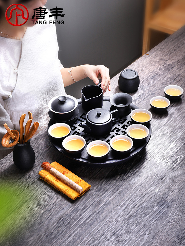 Tang Feng dry tea with a suit of household contracted sitting room balcony ceramic tea set tea cups of a complete set of kung fu tea set
