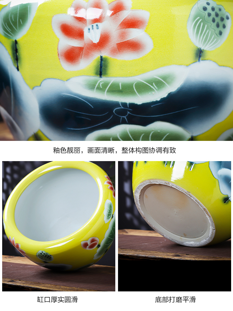 Jingdezhen ceramic aquarium pet gold fish tank water lily basin bowl lotus lotus cylinder cylinder tortoise GangPen sitting room place the flood water