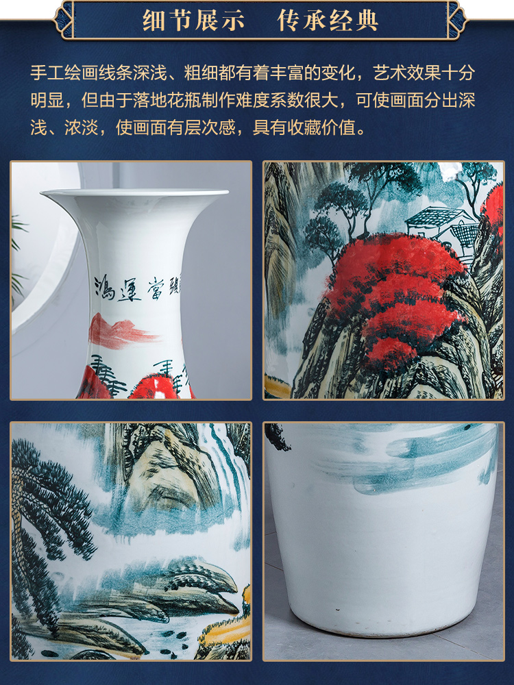 Jingdezhen ceramics luck, blooming flowers, large sitting room adornment is placed large vase hotel