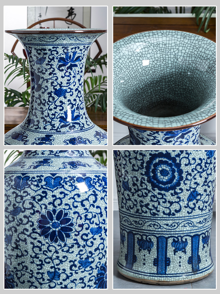 Large antique hand - made of blue and white porcelain vase furnishing articles Chinese jingdezhen ceramics to heavy Large sitting room ground decoration