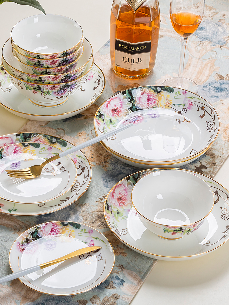 Europe type manual paint dishes suit household ipads porcelain bowl son of jingdezhen ceramics tableware suit dishes of Chinese style