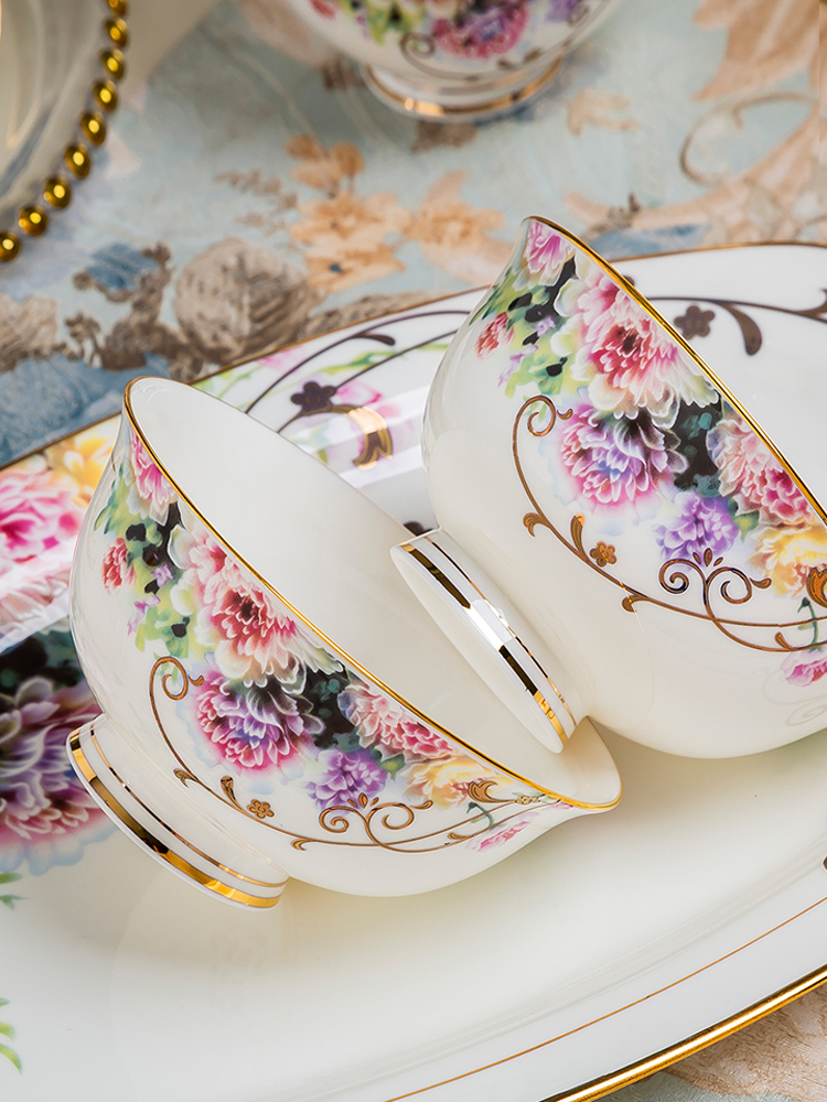 Europe type manual paint dishes suit household ipads porcelain bowl son of jingdezhen ceramics tableware suit dishes of Chinese style