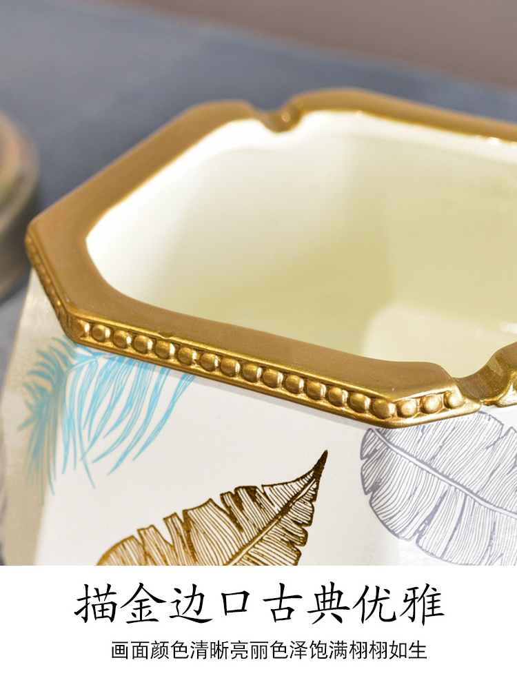 Creative move trend ceramic ashtray with cover large against the fly ash American light wind key-2 luxury home sitting room receive a case