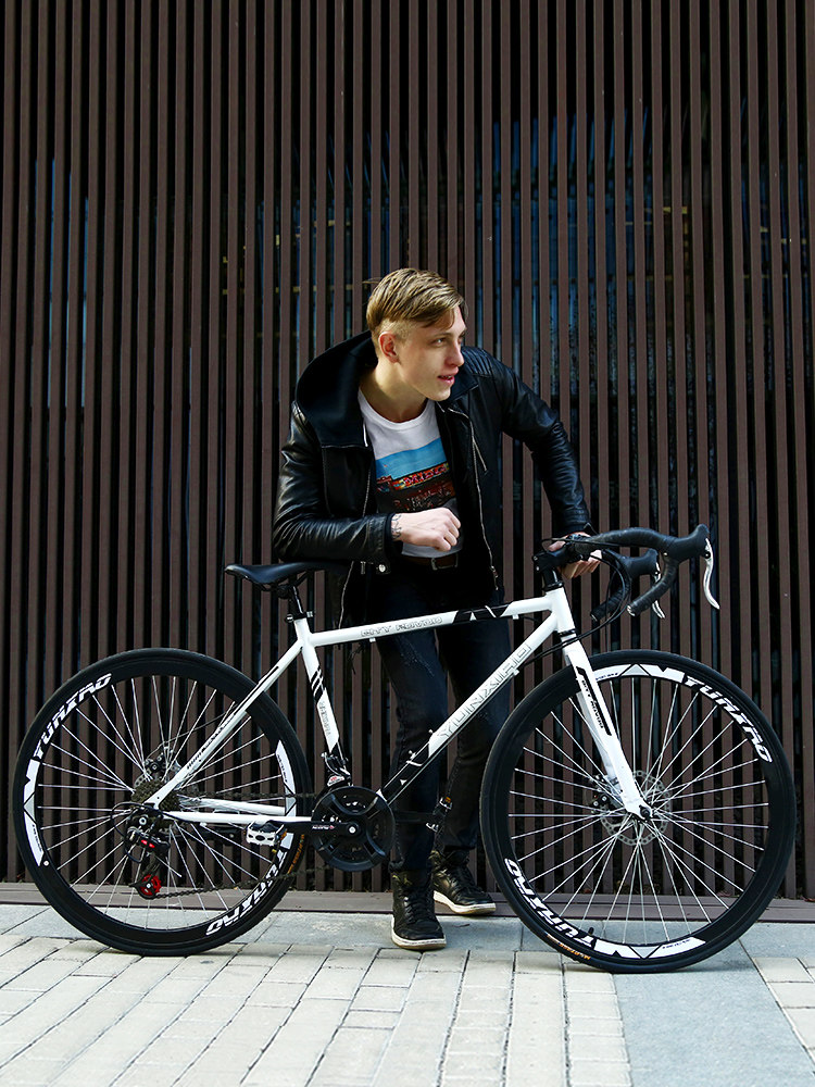 Шоссейный дорожный велосипед, твердый сверхлегкий гоночный автомобиль с тормозной системой с коробкой передач с дисковыми тормозами подходит для мужчин и женщин, популярно в интернете