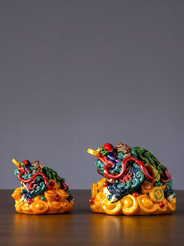 Furnishing articles golden toad big colorful small jingdezhen ceramic home sitting room porch tea pet opening gifts